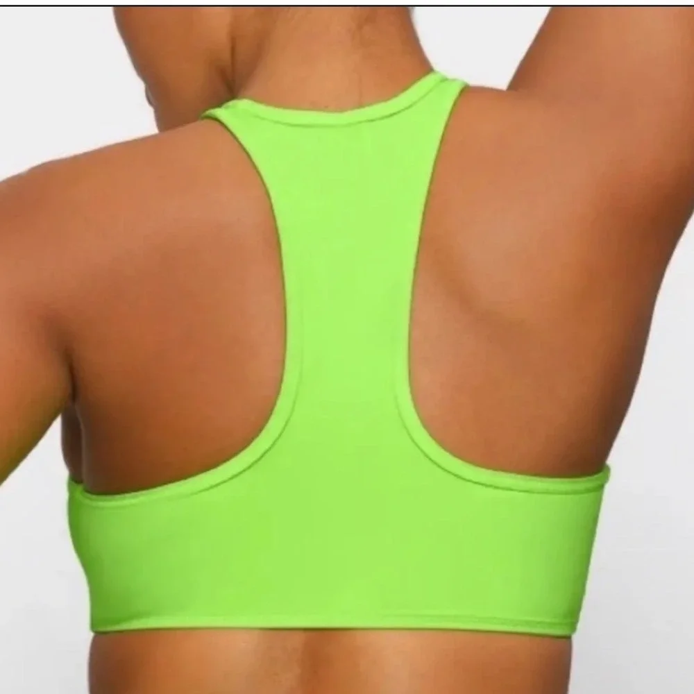 SKIMS Recycled Swim High Neck Racerback Top Neon Green NWT Medium‎